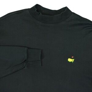 Masters Collection Mock Neck Shirt Mens Large Black Pima Cotton Long Sleeve Logo